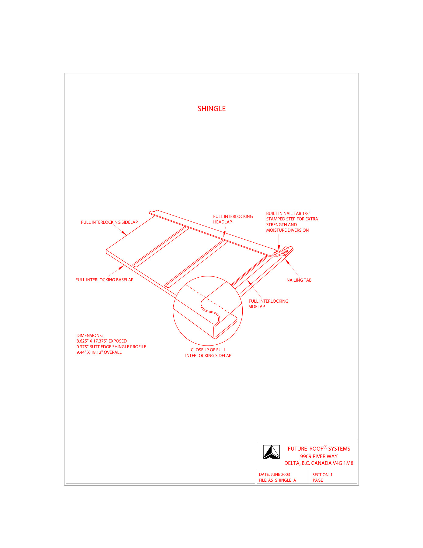 Future Roof Shingle — CAD Details & Installation Drawings cover