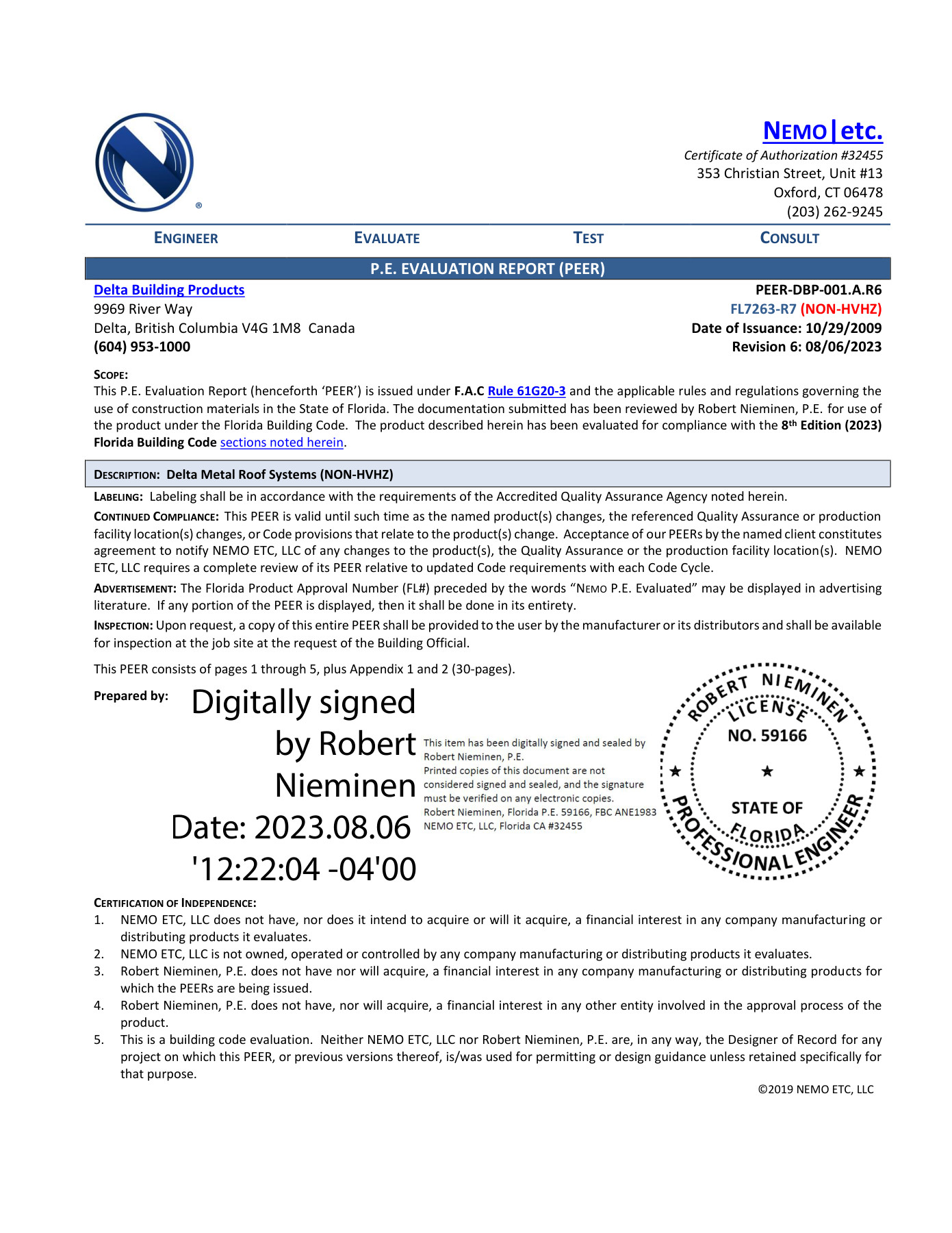 Interlock® Metal Roofing — Florida Product Approval FL7263-R7 cover
